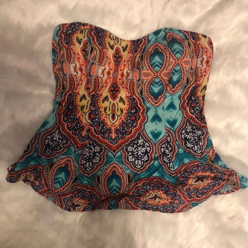 Peplum multicolored tube top